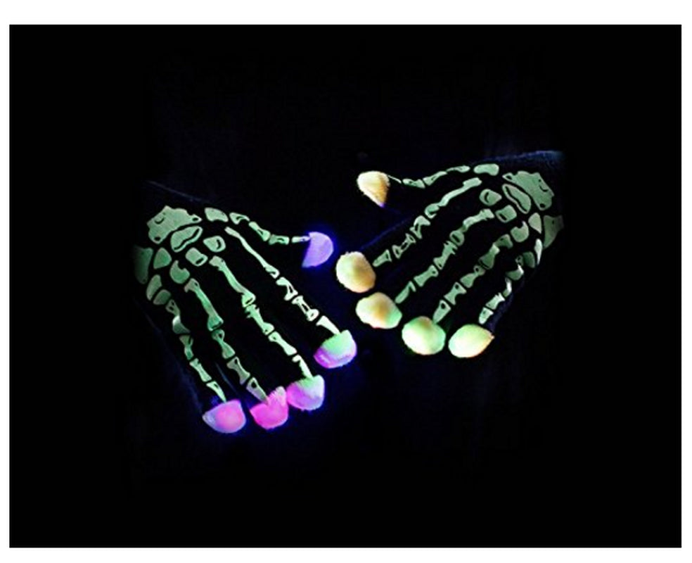 LED Light up Skeleton Gloves for Party Rave Birthday Multi Color