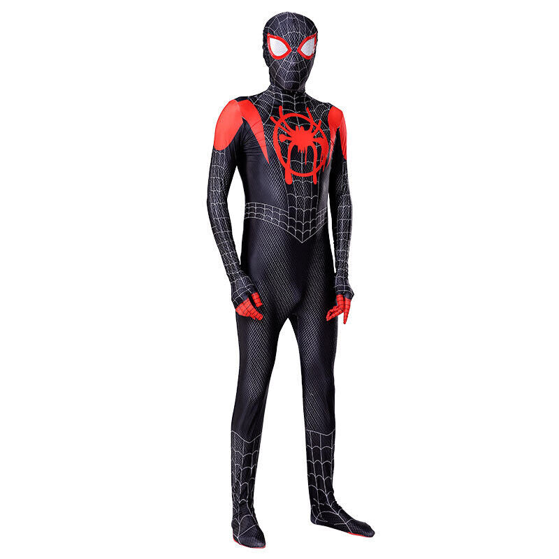 Into the Spiderverse Miles Morales Spiderman Jumpsuit Kids/Adult Costume Cosplay