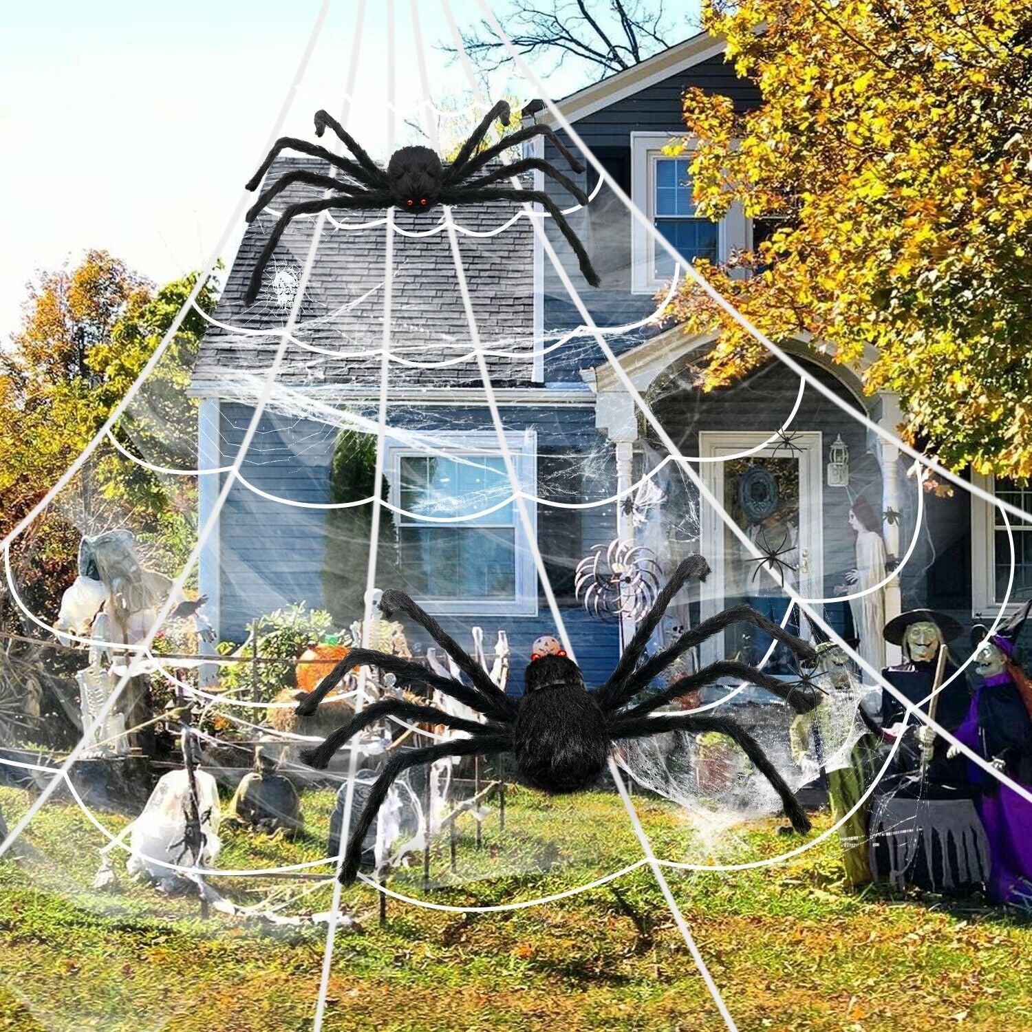 35" Spider Halloween Decor Haunted House Prop Indoor Outdoor Giant Scary Party