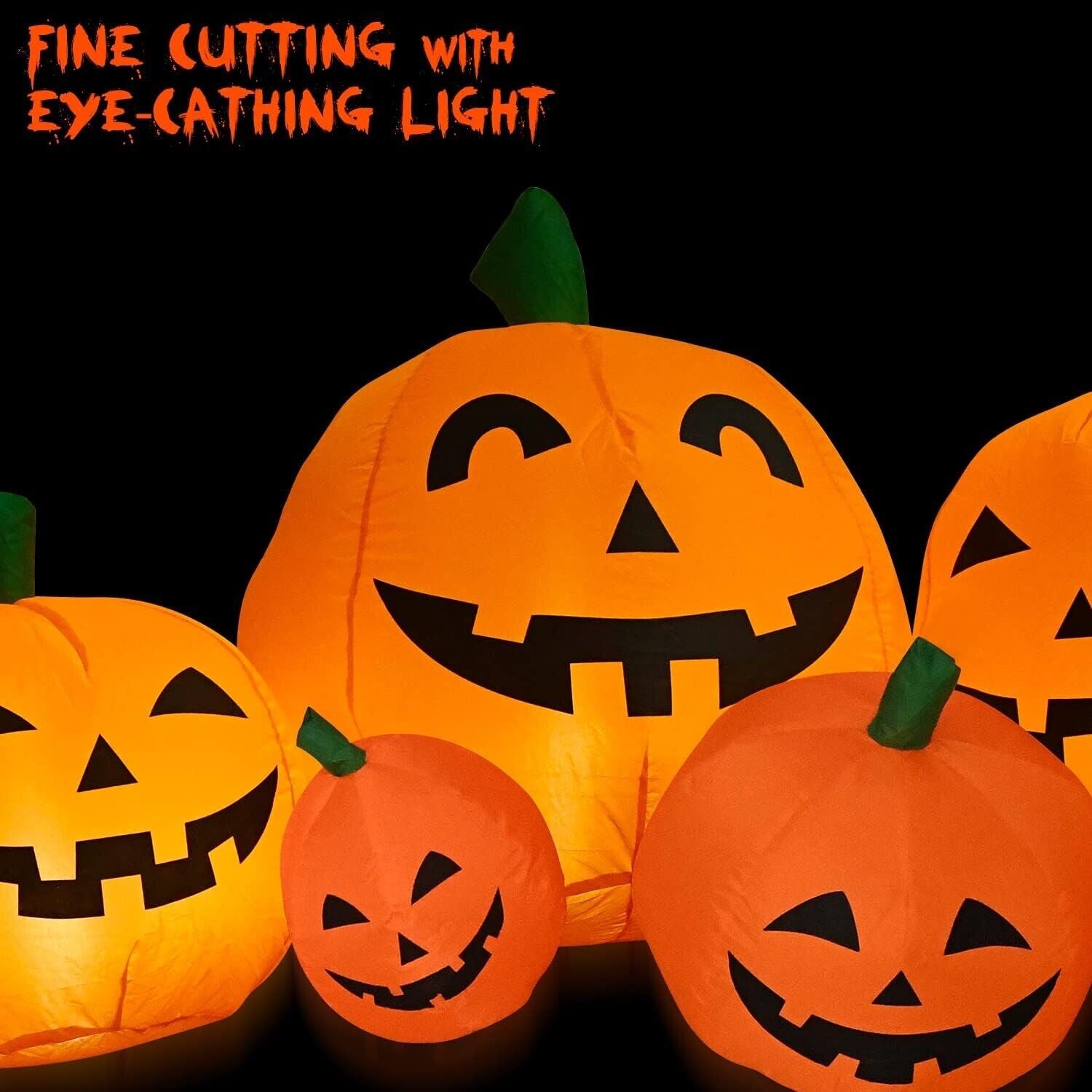 8FT Inflatable Halloween Pumpkins with Built-In Leds - Outdoor Yard Decorations