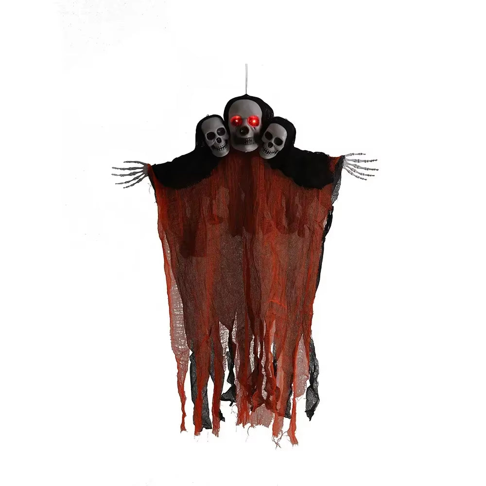 Halloween Animatronic Hanging Decoration Animated Talking Scary Clown with Chain Red Eyes Sound &Touch Activated Electric Horror