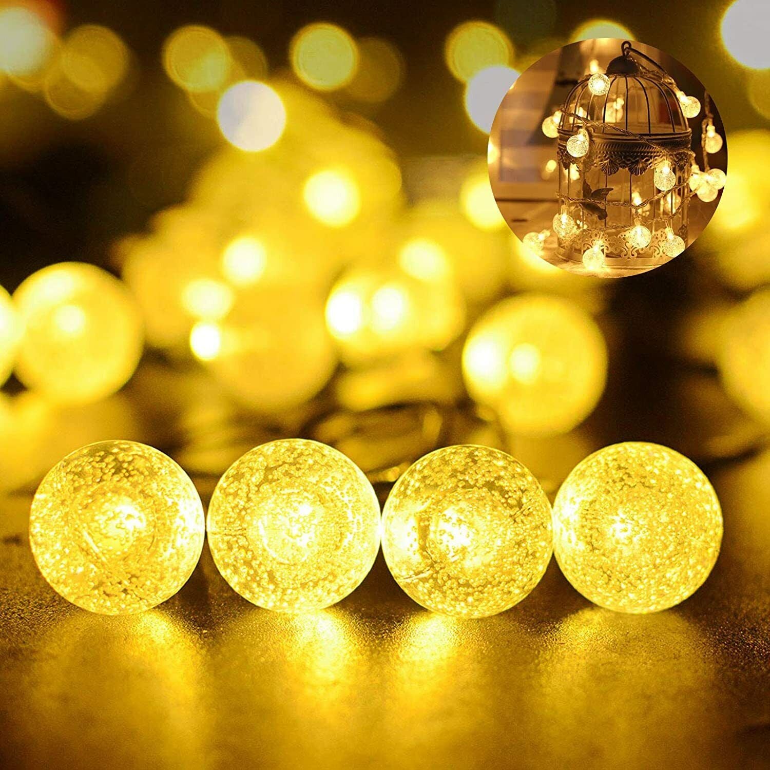 Solar 50 LED String Lights Patio Party Yard Garden Wedding Waterproof Outdoor