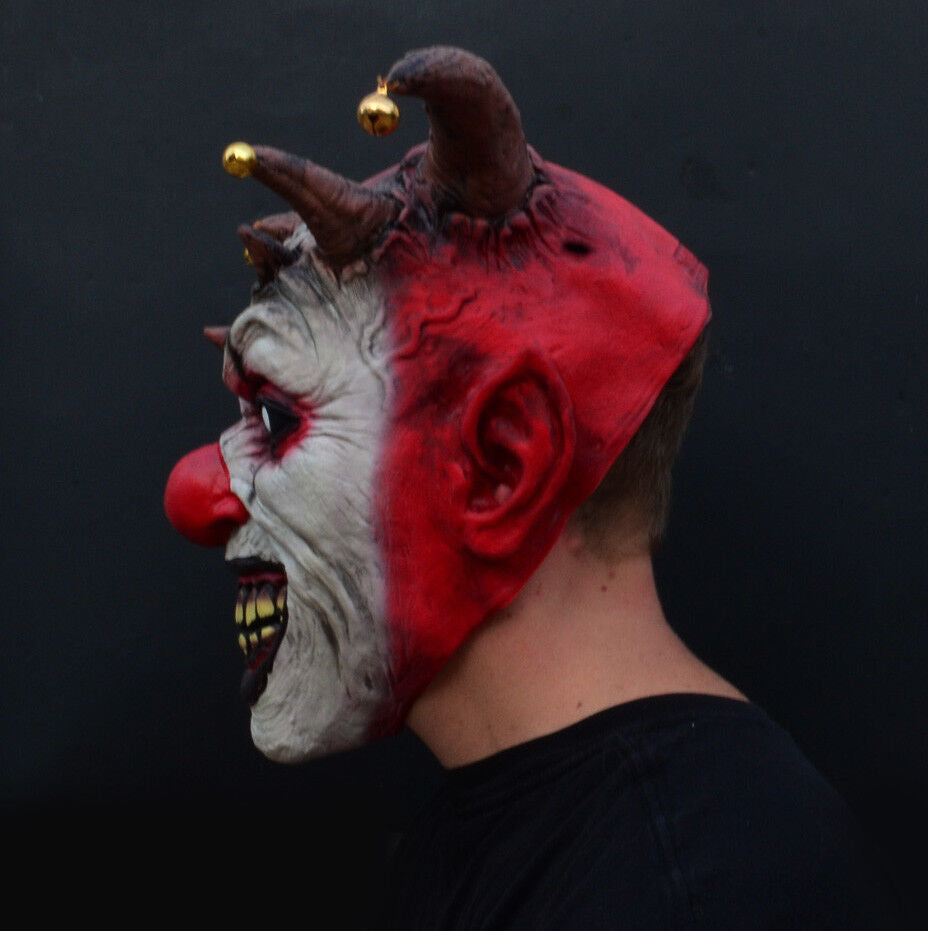 Creepy Evil Scary Halloween Clown Mask Latex Evil JESTER CLOWN