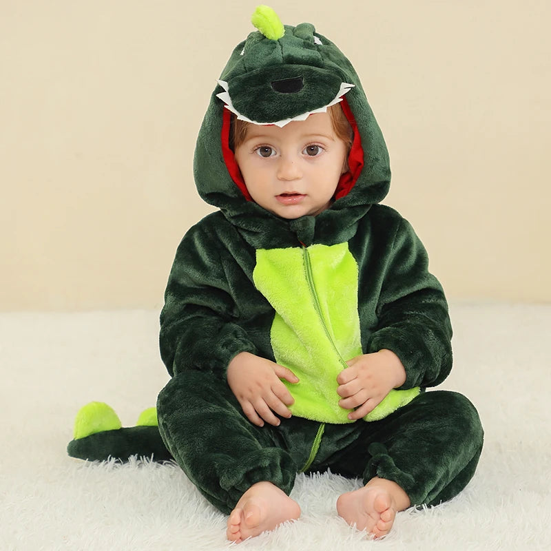 Kigurumi Dinosaur Baby Romper Todder Cartoon Animals Jumpsuit Clothes Infant Bodysuit Cosplay for Boy Girl Kid Halloween