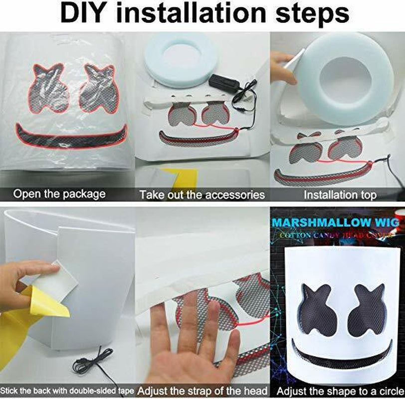 DJ Marshmello Smile Rainbow LED Mask EVA Foam Helmet EDC Halloween Costume Party