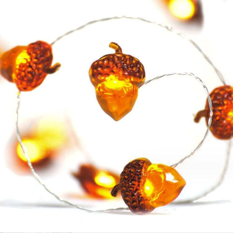 Battery Powered Acorn LED Fairy String Fall Lights Home Thanksgiving Decorations