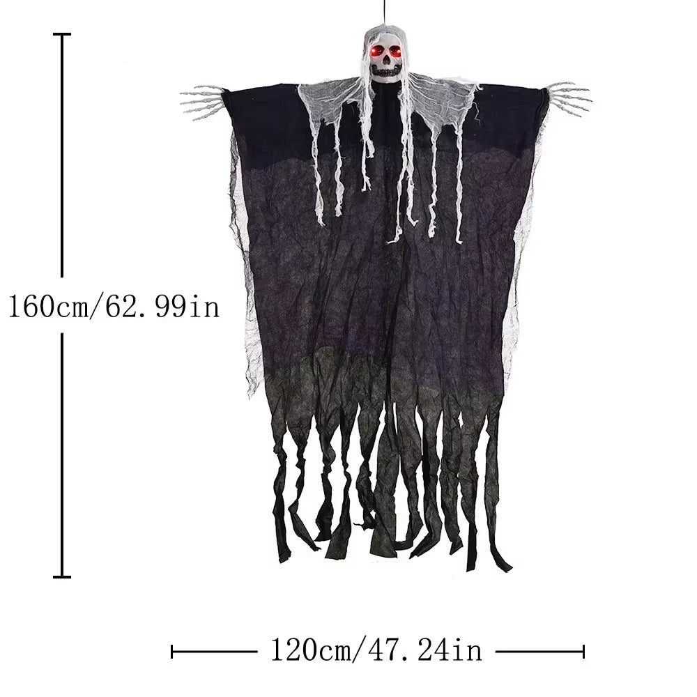 Halloween Animatronic Hanging Decoration Animated Talking Scary Clown with Chain Red Eyes Sound &Touch Activated Electric Horror