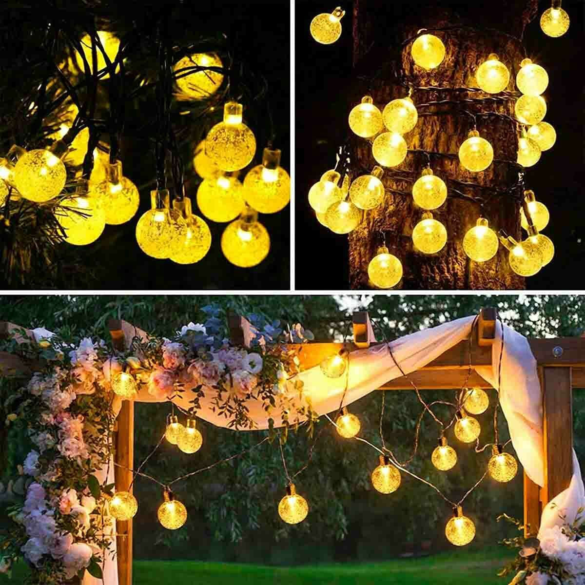 Solar 50 LED String Lights Patio Party Yard Garden Wedding Waterproof Outdoor