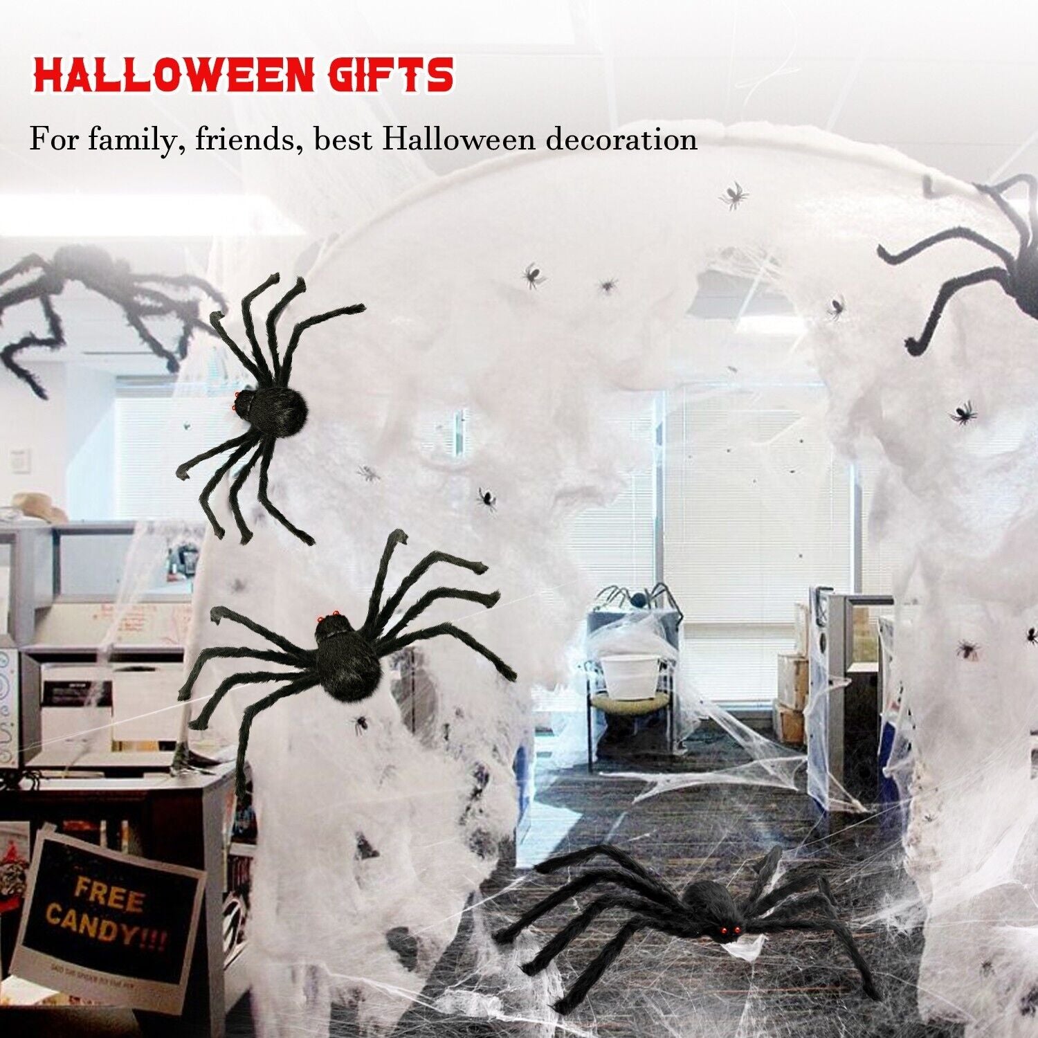 35" Spider Halloween Decor Haunted House Prop Indoor Outdoor Giant Scary Party